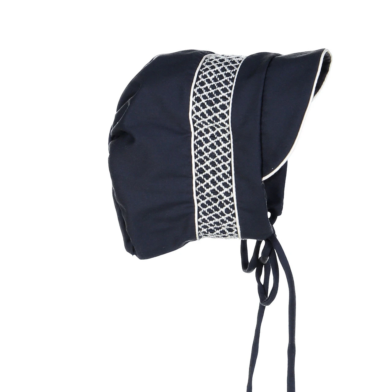 Navy Smocked Bonnet 5 Navy Smocked Bonnet - Image 3