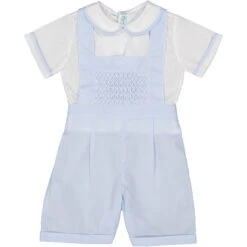 Smocked Bib Overalls Set