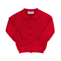 Red Popcorn Knit Cardigan