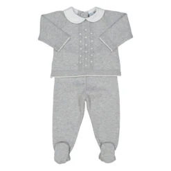 Pique Collar Dot Knit Set Heather Grey -Baby Clothing Store 4807HG 12438.1694195213