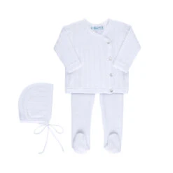Baby Neutral White Pointelle Wrap Set With Hat