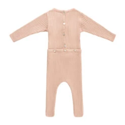 Scallop Trimmed Rib Knit Romper & Bonnet -Baby Clothing Store 6016 Back 85600.1690903285