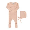 Scallop Trimmed Rib Knit Romper & Bonnet -Baby Clothing Store 6016 blush 65256.1690903282