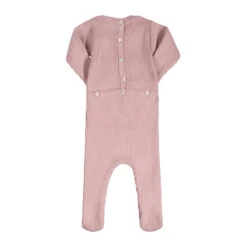 Ruffled Collar Ribbed Knit Romper & Bonnet 10 Ruffled Collar Ribbed Knit Romper & Bonnet -Baby Clothing Store 6033 MAUVE back 47097.1643297279