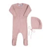 Ruffled Collar Ribbed Knit Romper & Bonnet 1 Ruffled Collar Ribbed Knit Romper & Bonnet -Baby Clothing Store 6033 MAUVE 86707.1643297279