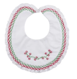 Smocked Ruffle Holiday Bib