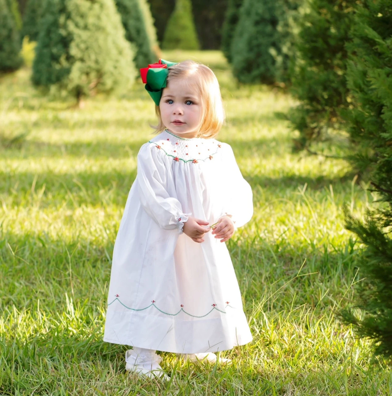 Long Sleeve Holiday Pearl Flower Bishop Dress 4 Long Sleeve Holiday Pearl Flower Bishop Dress - Image 2