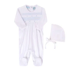 Baby Smocked Bullion Romper W/Hat
