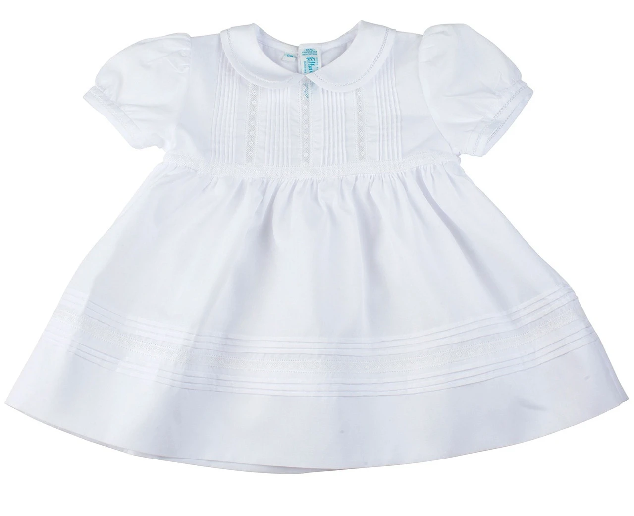 Pintucks & Lace Dress White 3 Pintucks & Lace Dress White