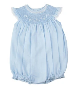 Smocked Yoke Fly Sleeve Bubble -Baby Clothing Store Smocked Yoke Fly Sleeve Bubble 783Blue 22585.1640208230