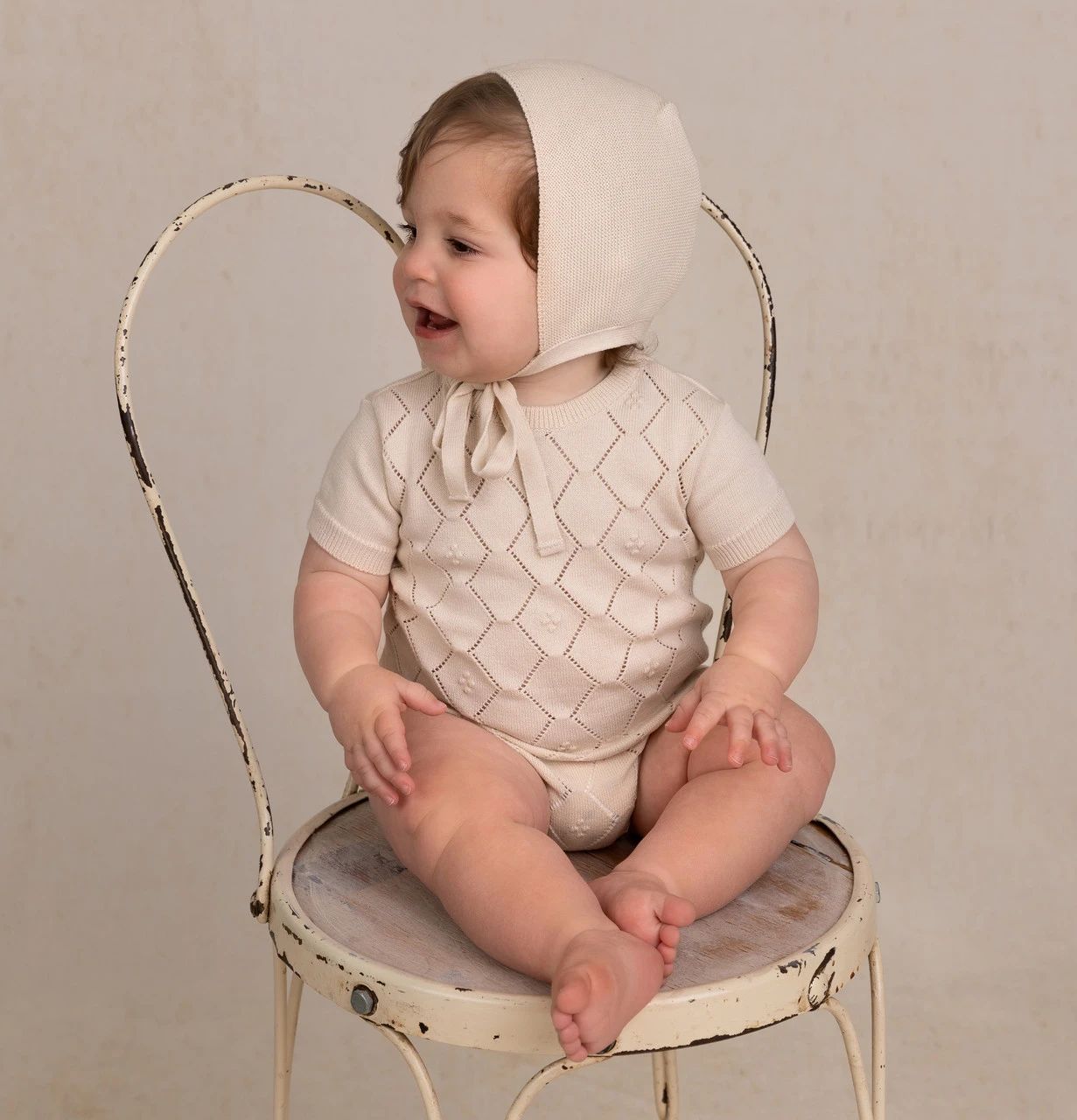 Boys Eyelet Knit Romper 4 Boys Eyelet Knit Romper - Image 2