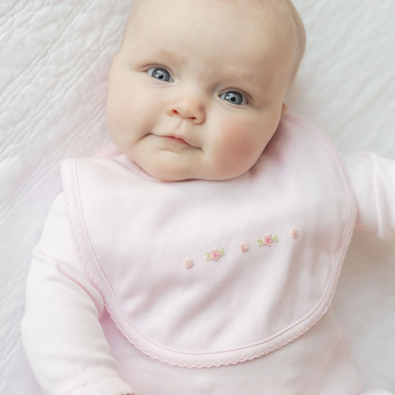 Baby Girl Smocked Flower Bib 4 Baby Girl Smocked Flower Bib - Image 2